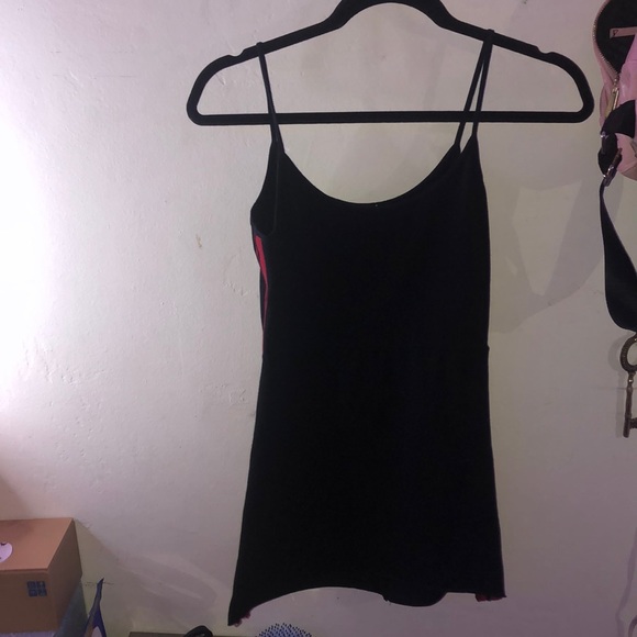 black dress with red stripe down the side